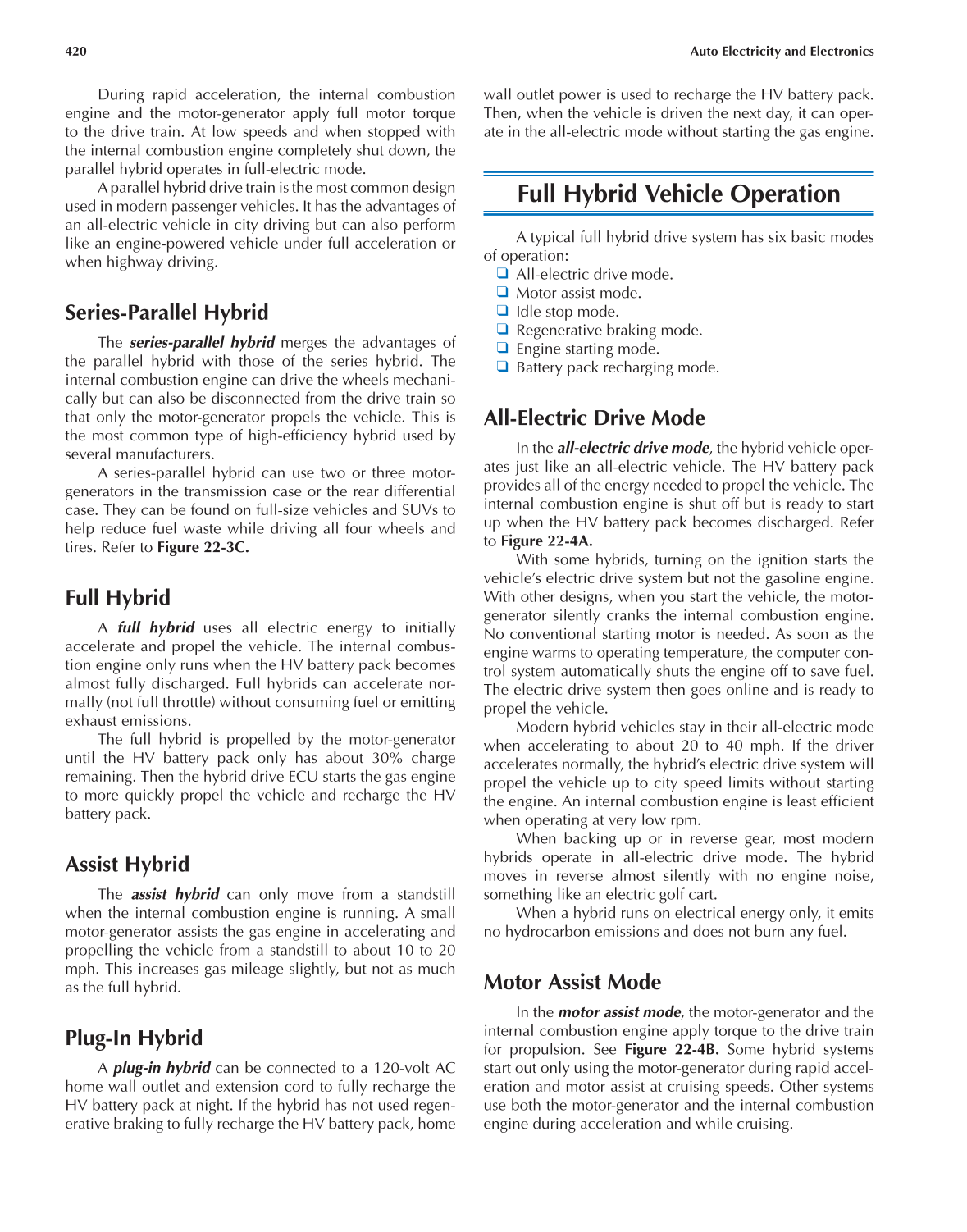 Auto Electricity and Electronics, A6, 5th Edition page 420