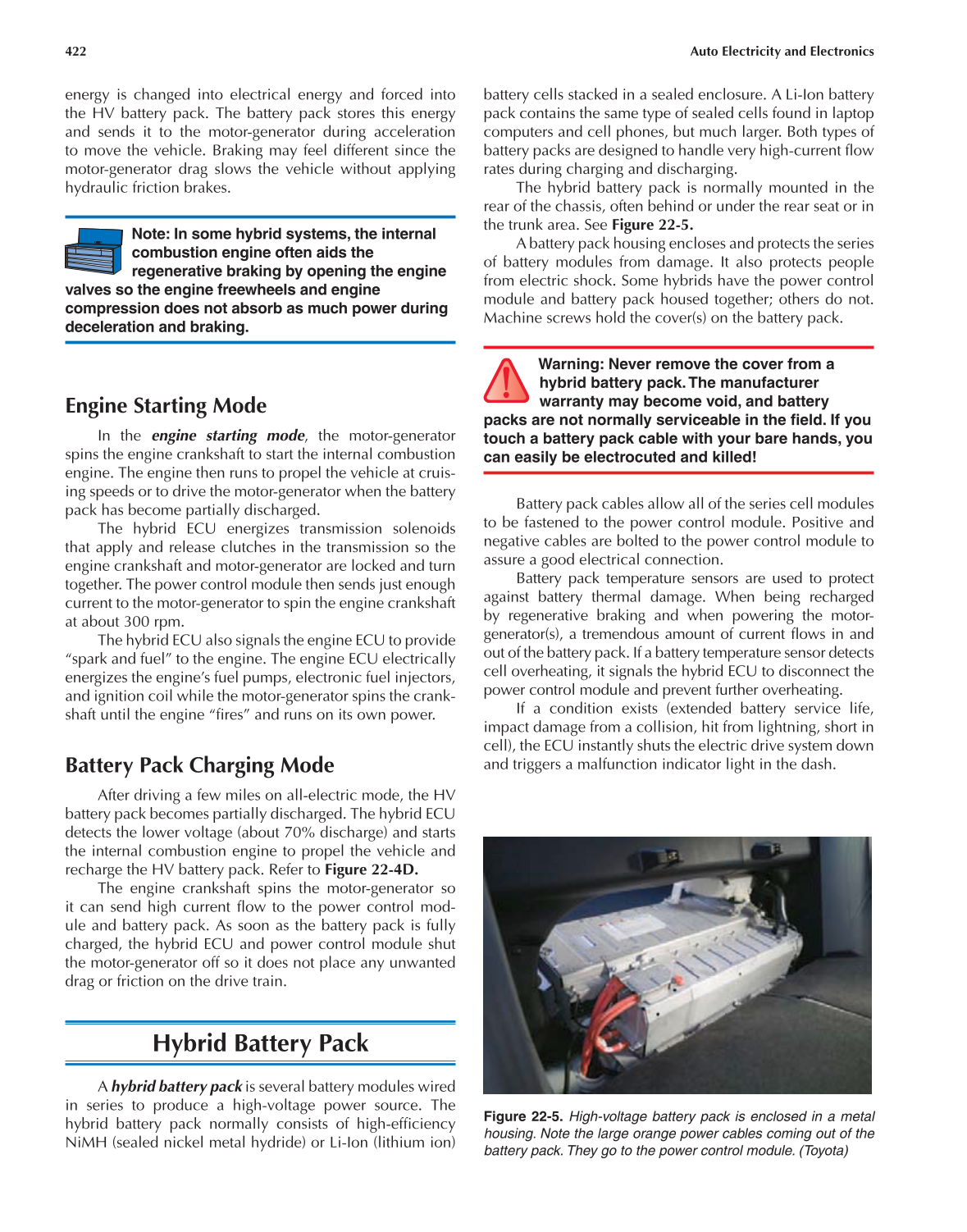 Auto Electricity and Electronics, A6, 5th Edition page 422