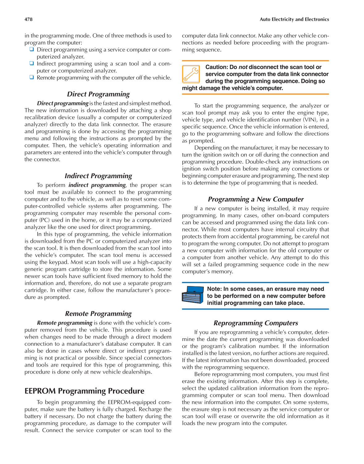 Auto Electricity and Electronics, A6, 5th Edition page 478