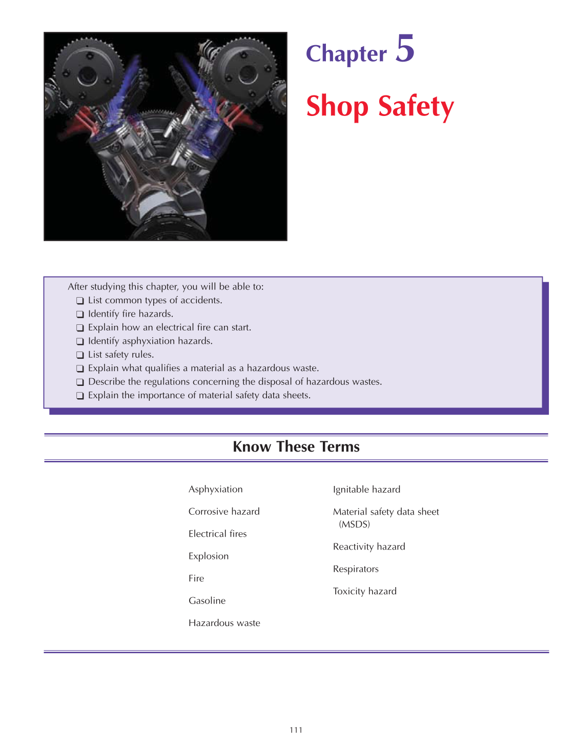 Auto Engine Repair, A1, 5th Edition page 111