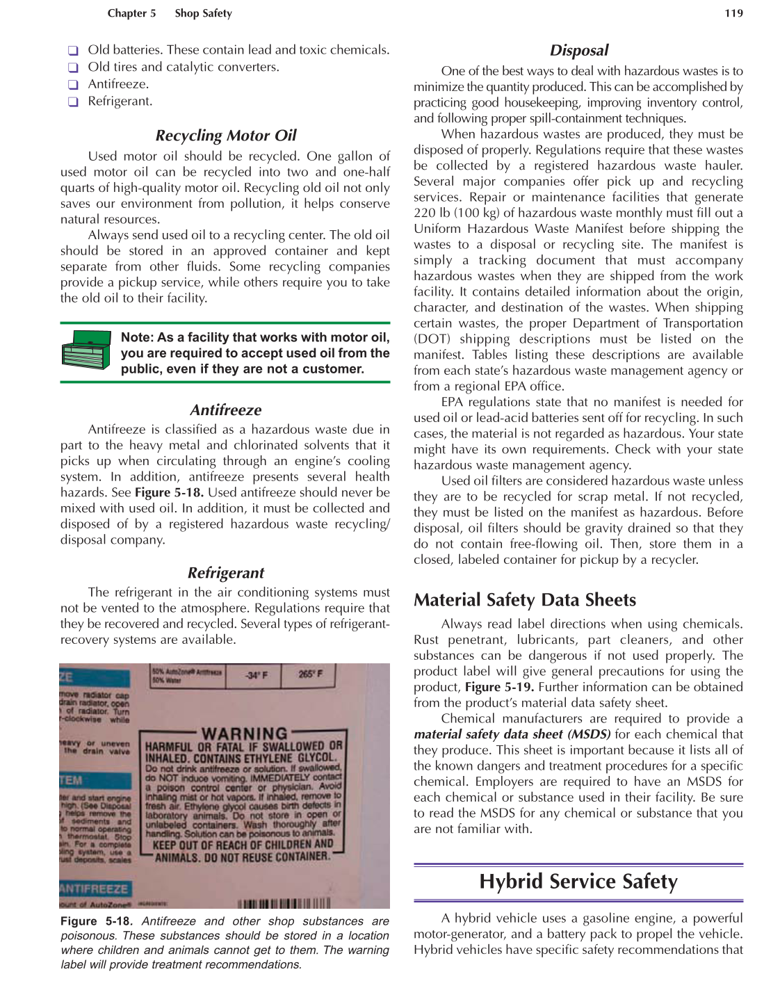 Auto Engine Repair, A1, 5th Edition page 119