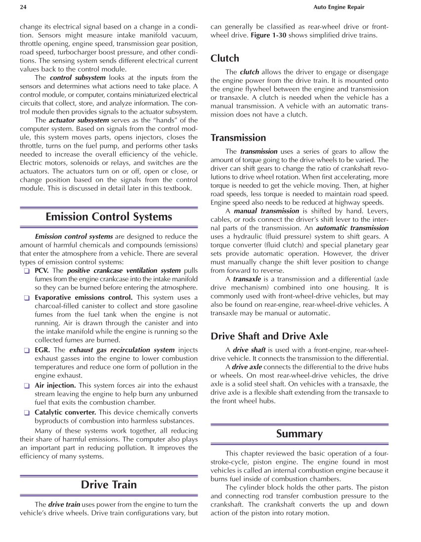 Auto Engine Repair, A1, 5th Edition page 24