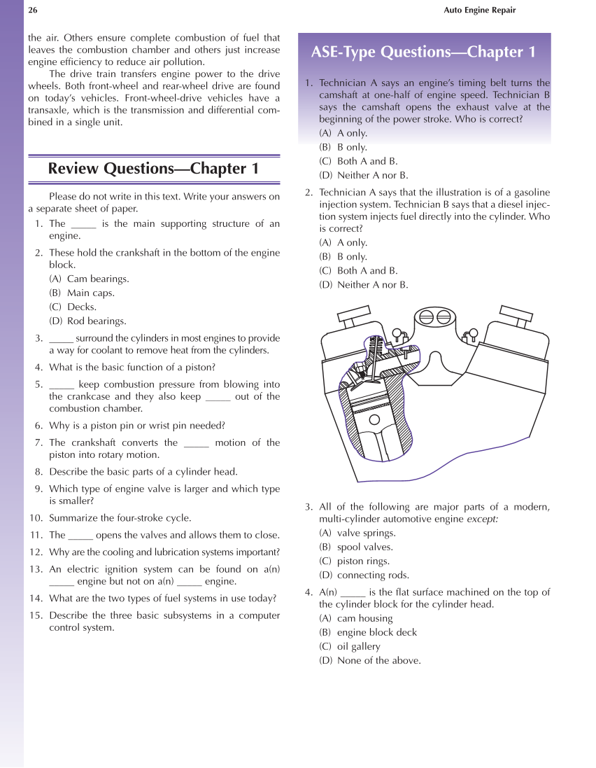 Auto Engine Repair, A1, 5th Edition page 26
