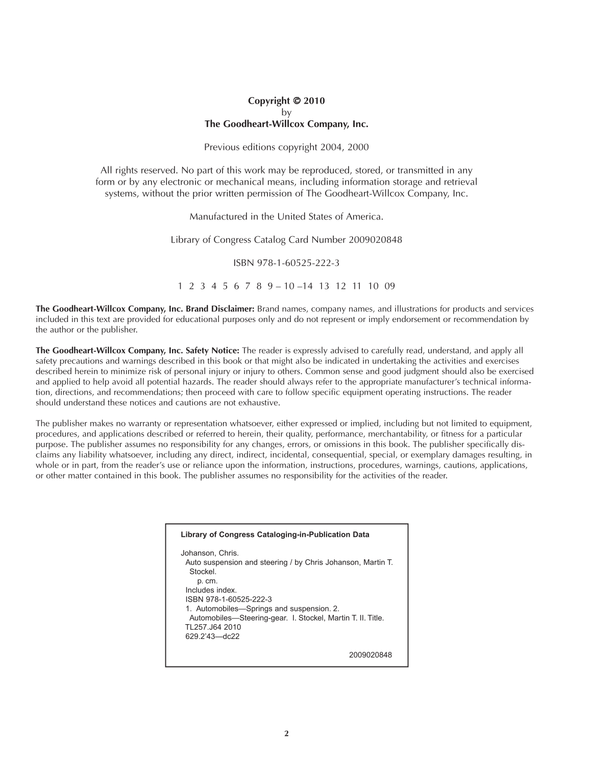 Auto Suspension and Steering, A4, 3rd Edition page 2