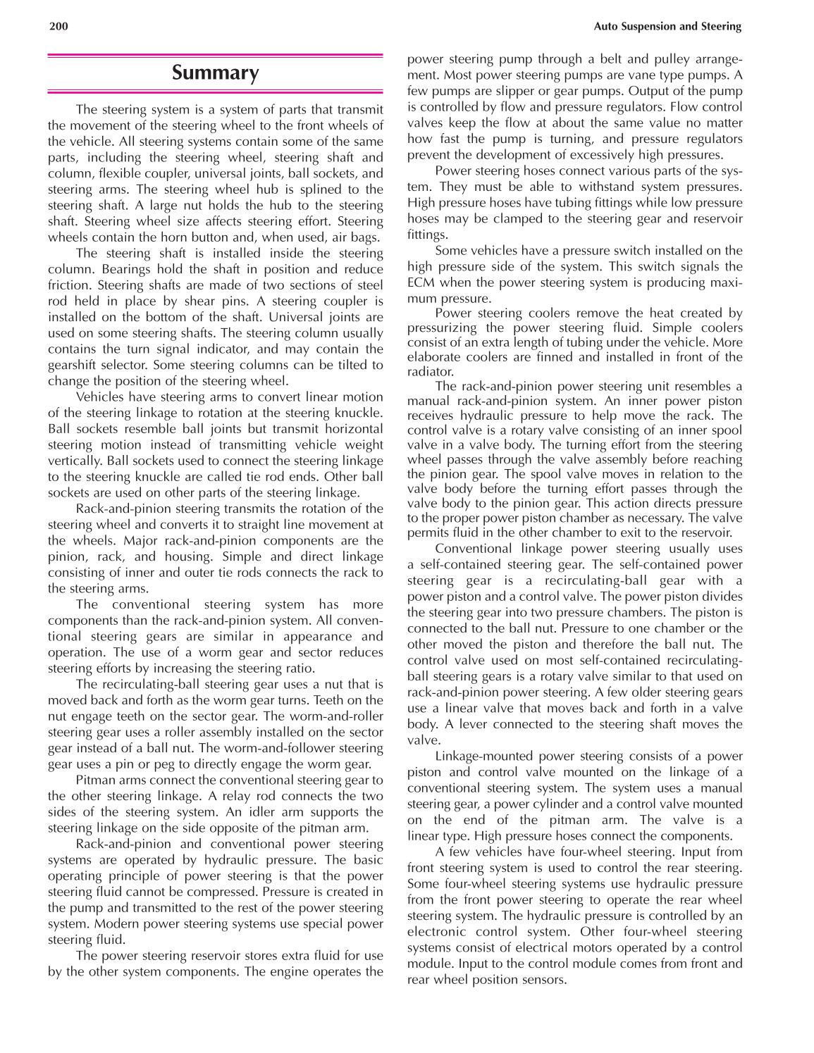 Auto Suspension and Steering, A4, 3rd Edition page 200