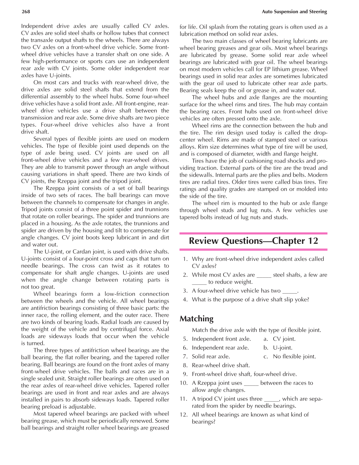 Auto Suspension and Steering, A4, 3rd Edition page 268