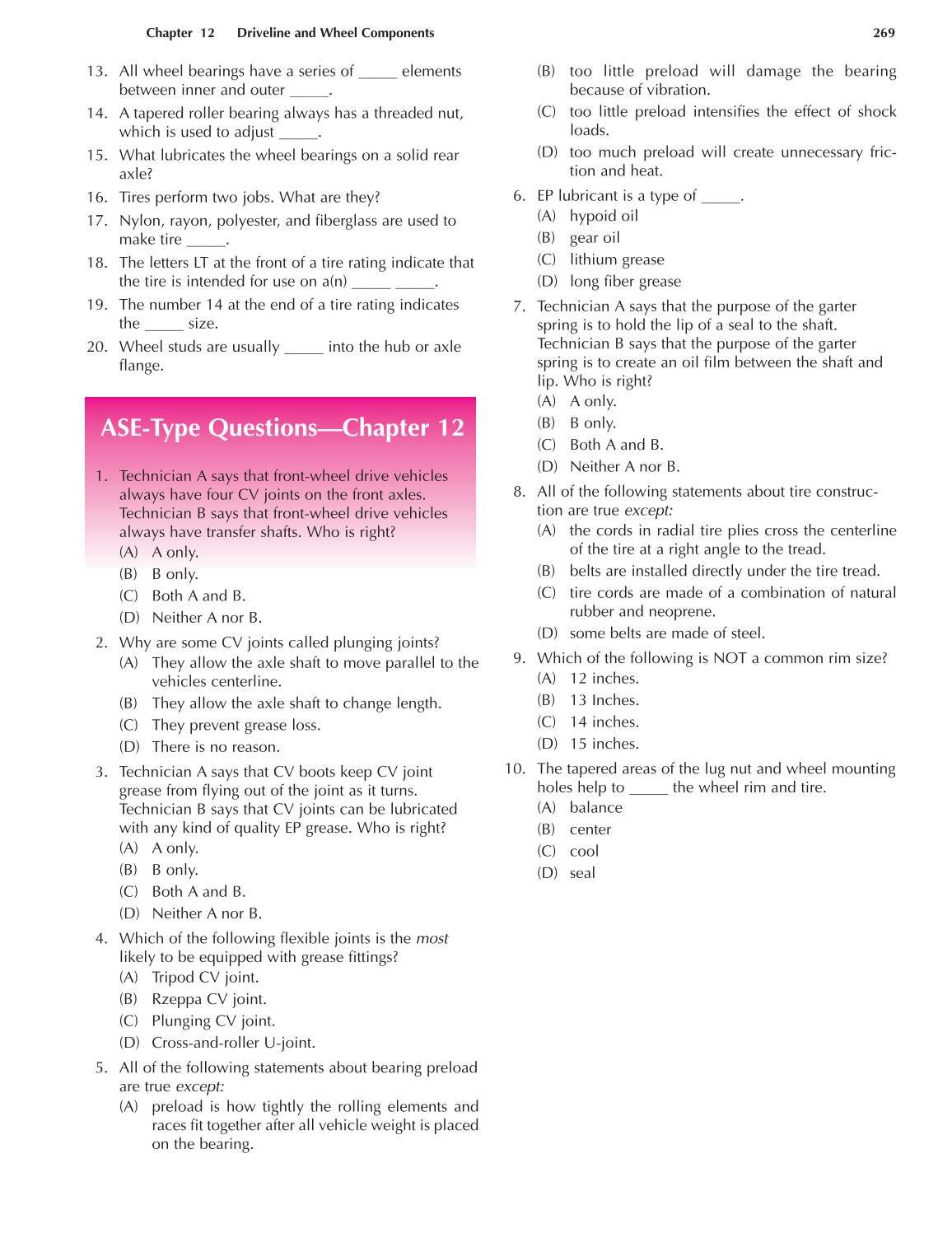 Auto Suspension and Steering, A4, 3rd Edition page 269