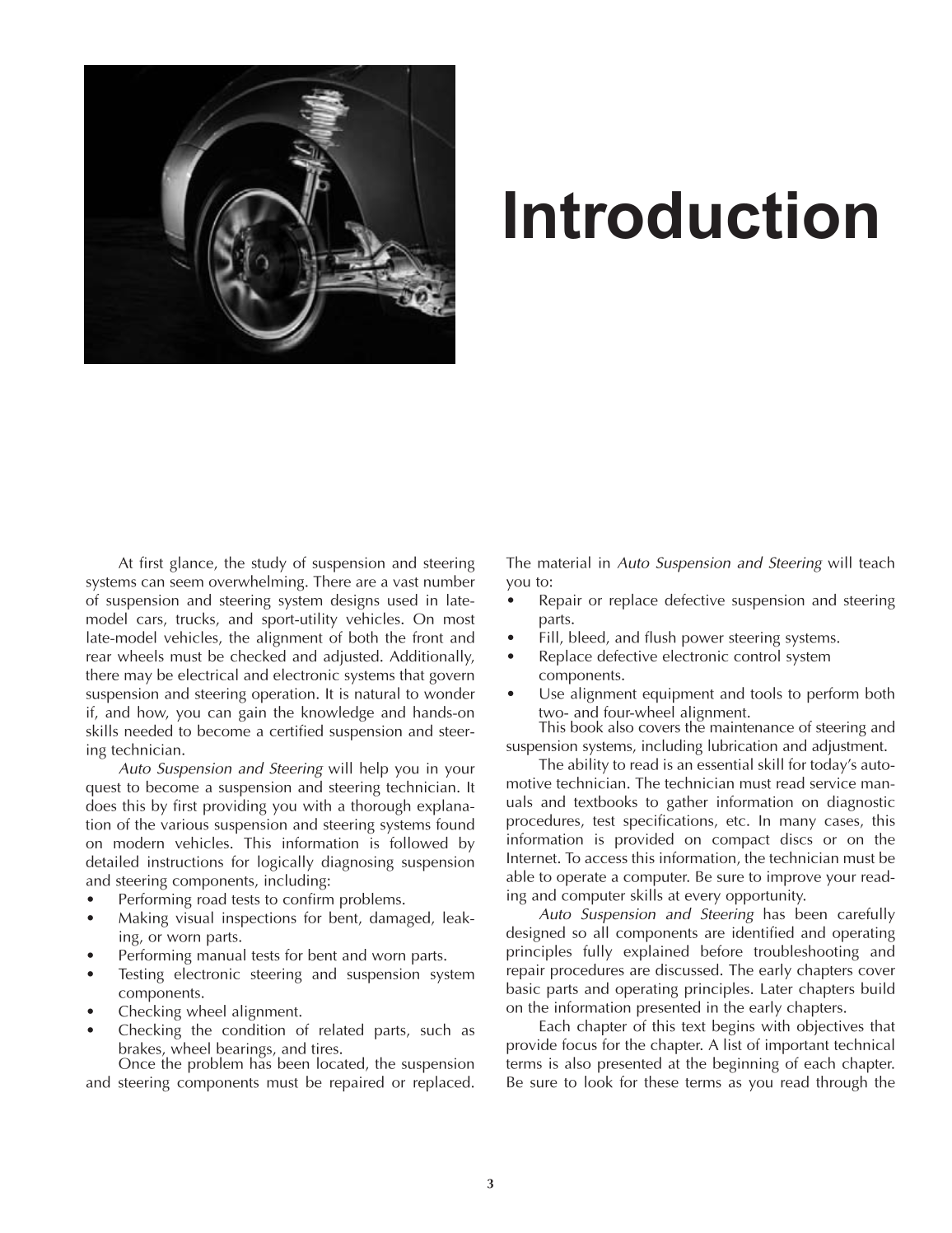 Auto Suspension and Steering, A4, 3rd Edition page 3