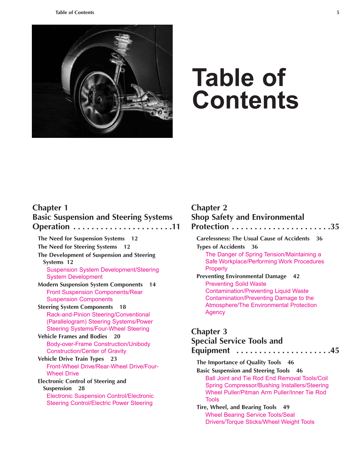 Auto Suspension and Steering, A4, 3rd Edition page 5