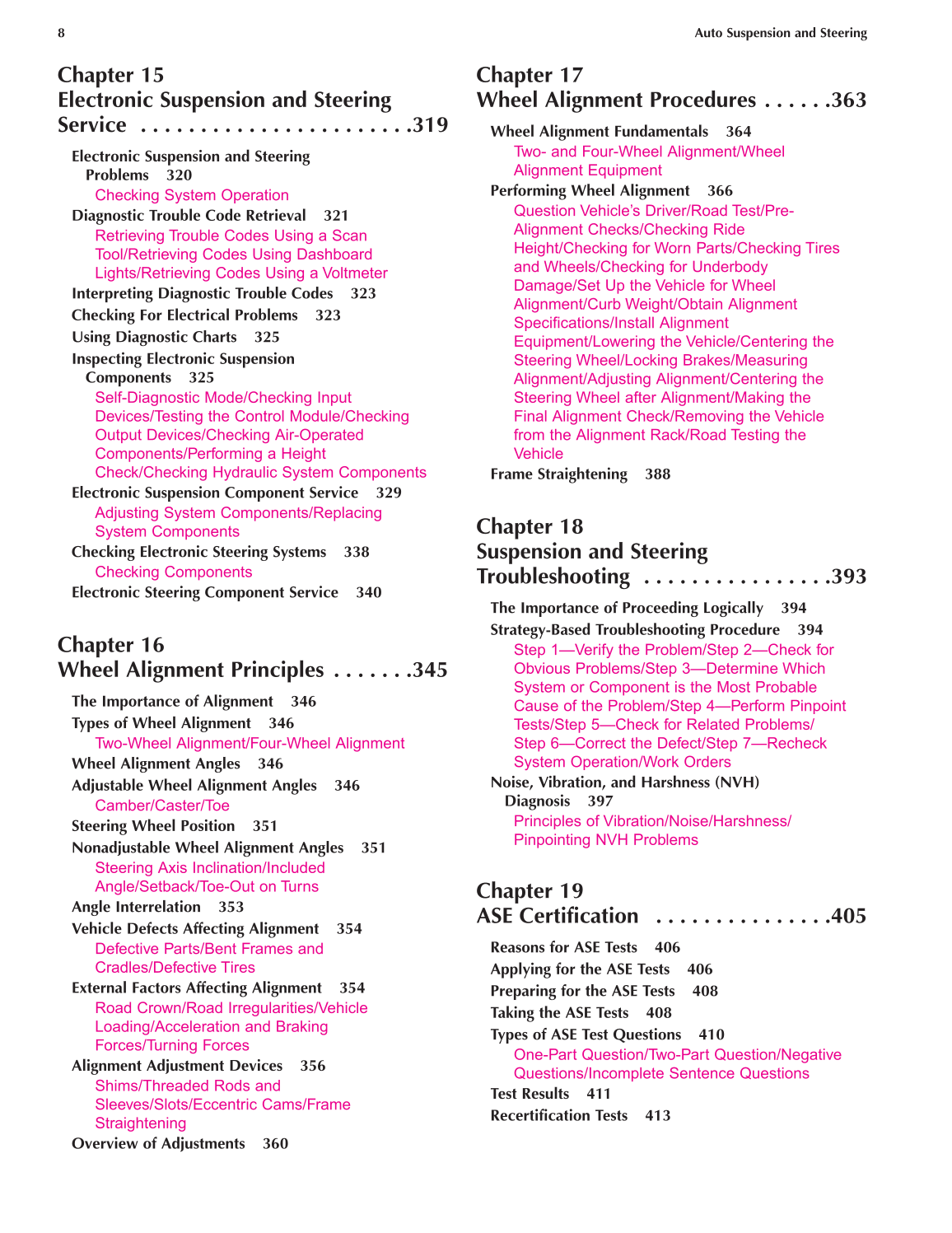 Auto Suspension and Steering, A4, 3rd Edition page 8