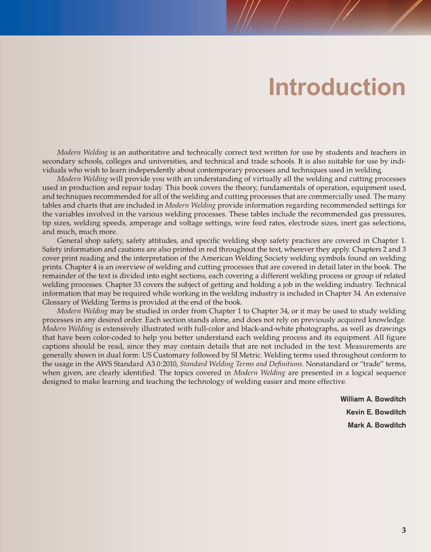 Modern Welding, 11th Edition page 3