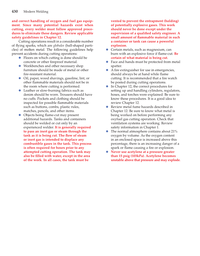 Modern Welding, 11th Edition page 430