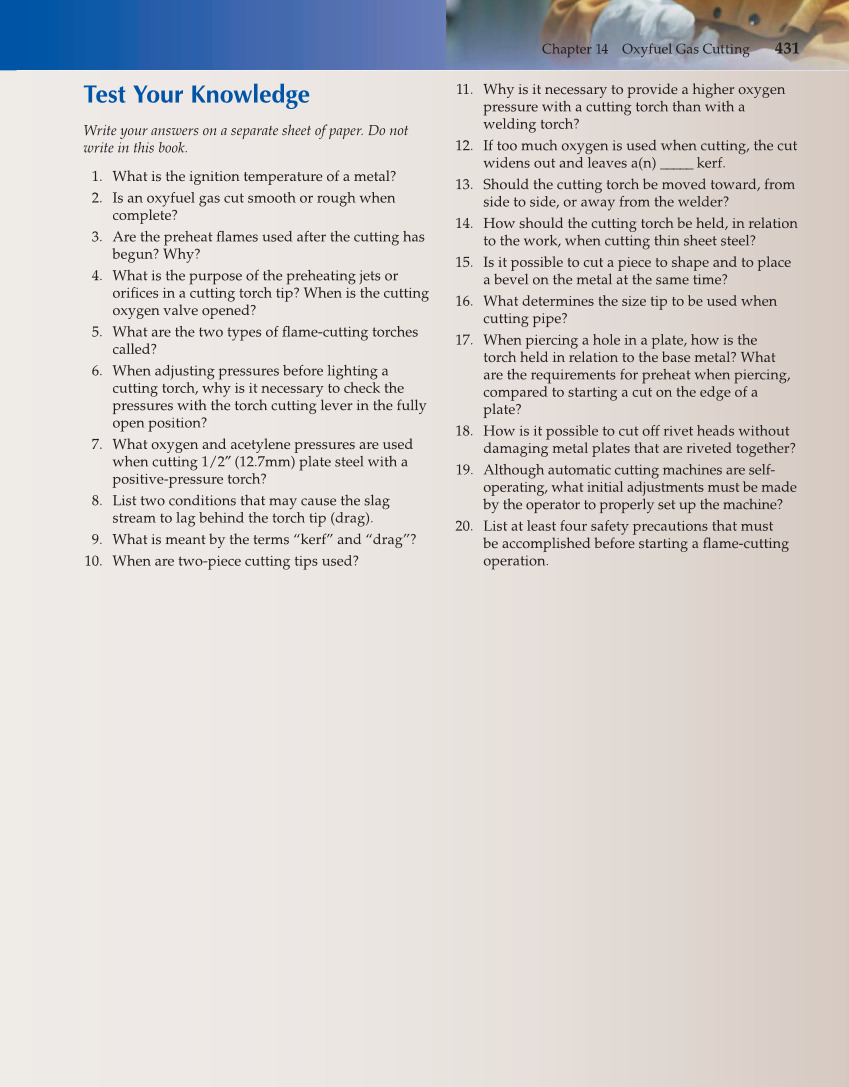 Modern Welding, 11th Edition page 431