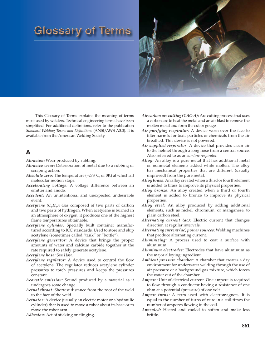 Modern Welding, 11th Edition page 861