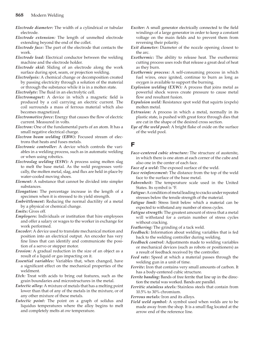 Modern Welding, 11th Edition page 868