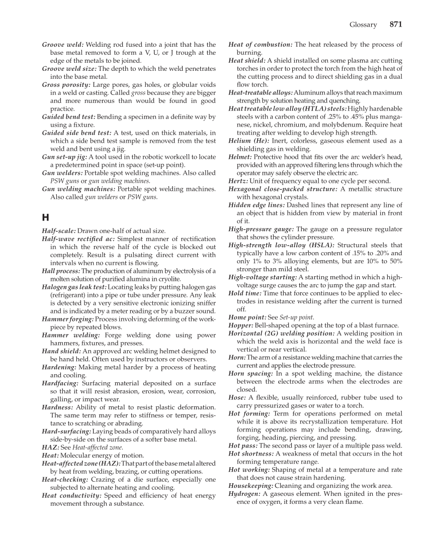 Modern Welding, 11th Edition page 871