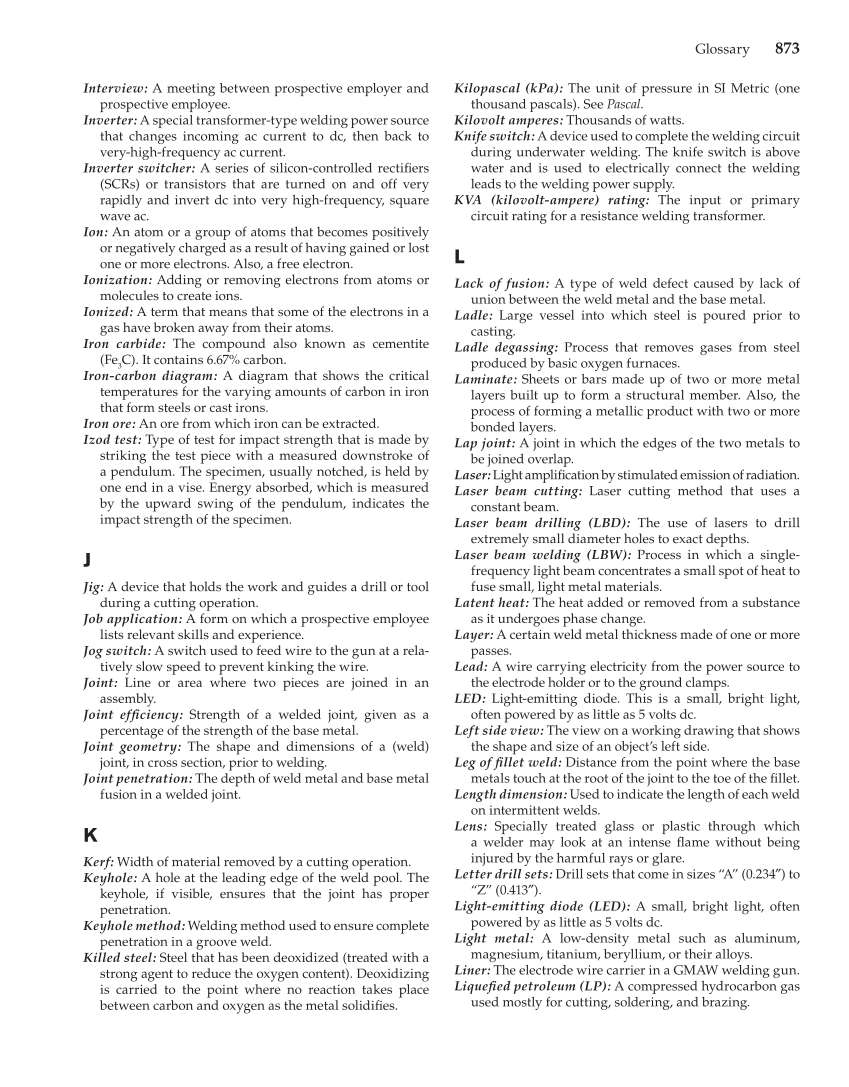 Modern Welding, 11th Edition page 873