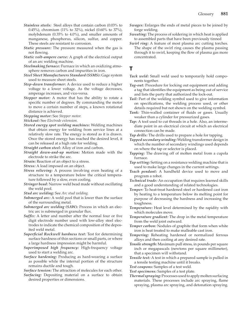 Modern Welding, 11th Edition page 881