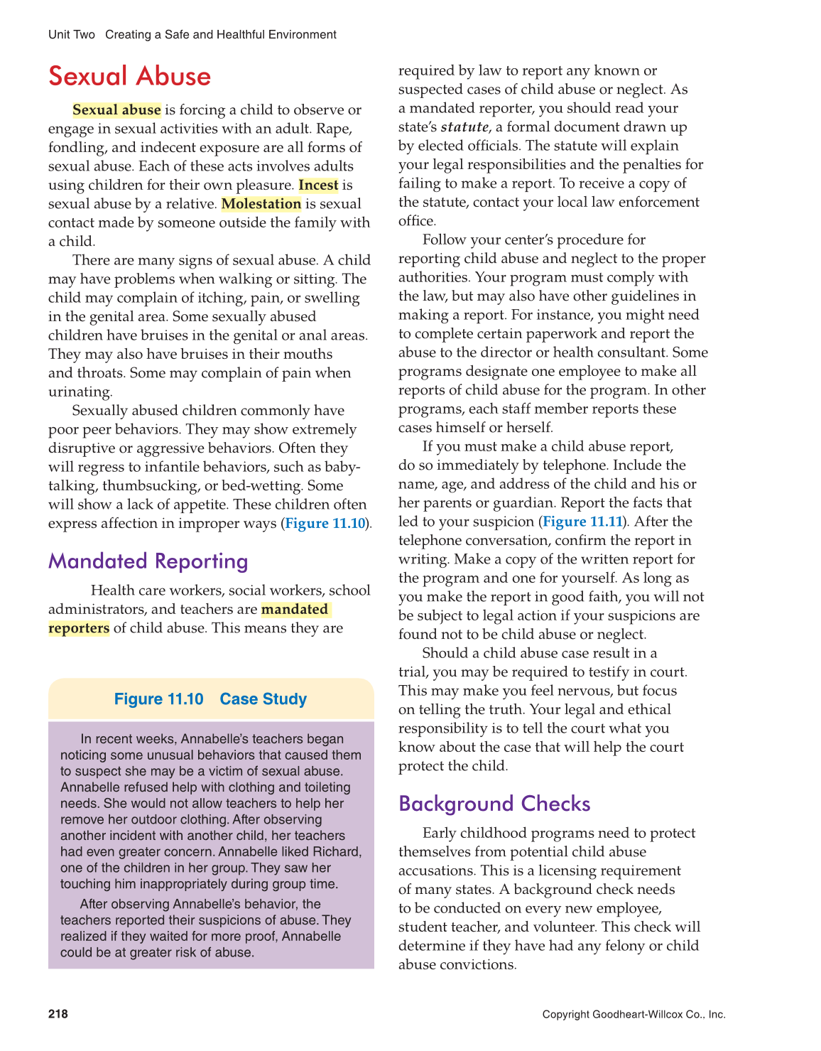 Working with Young Children, 8th Edition page 218