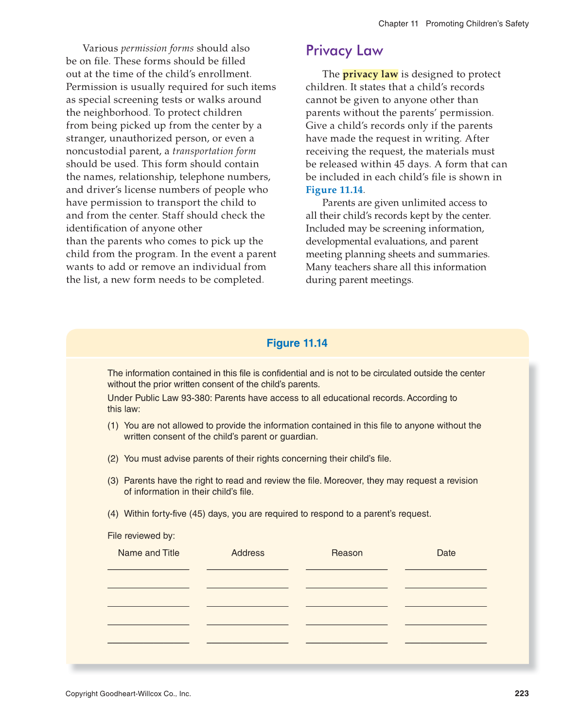 Working with Young Children, 8th Edition page 223