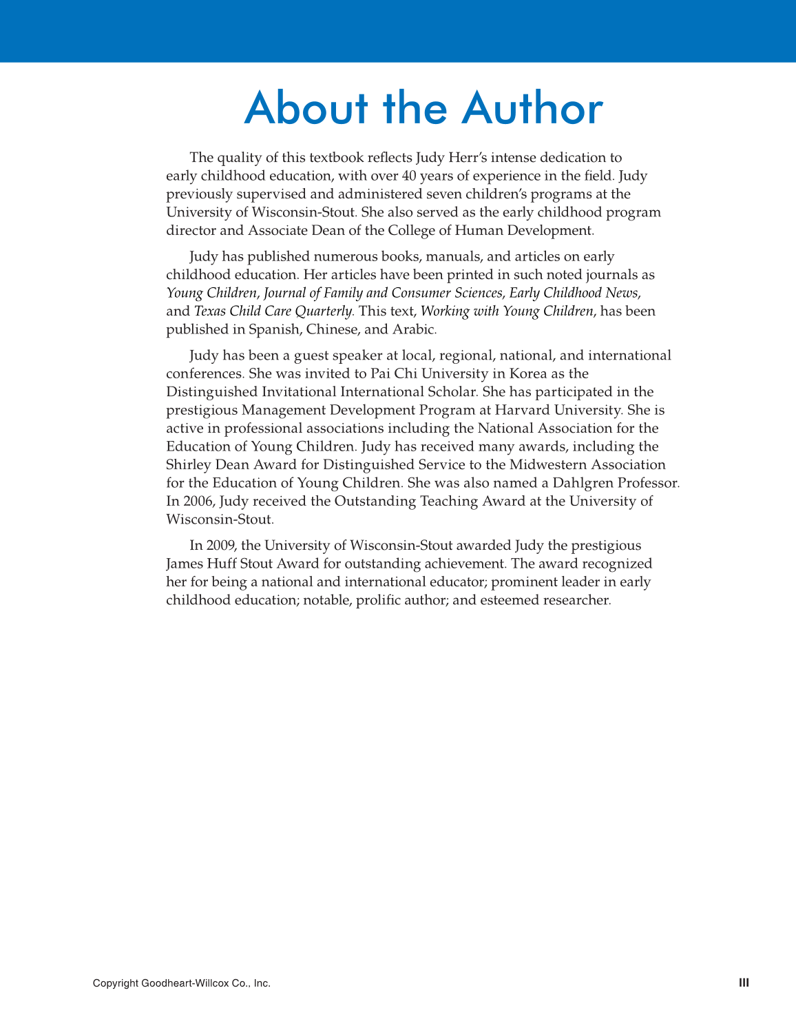 Working with Young Children, 8th Edition page iii