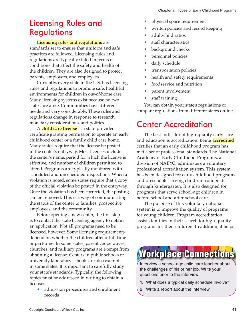 Working with Young Children, 8th Edition page 41