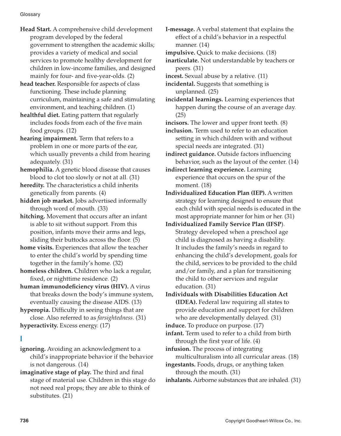 Working with Young Children, 8th Edition page 736