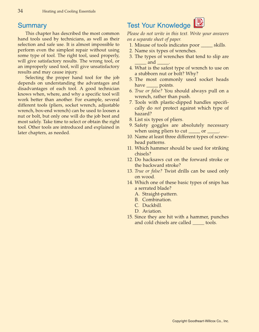 Heating and Cooling Essentials, 4th Edition page 34