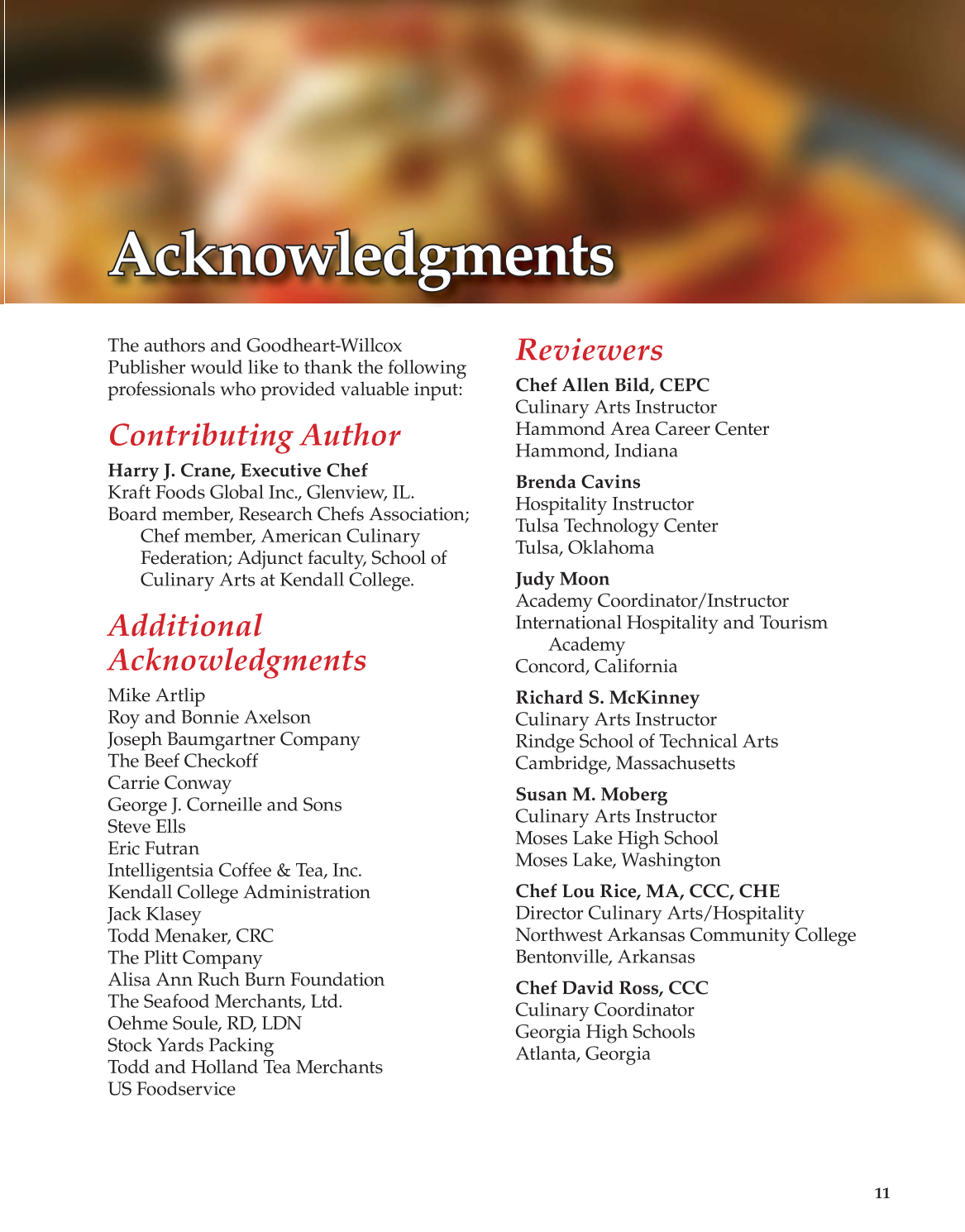 The Culinary Professional, 1st Edition page 11