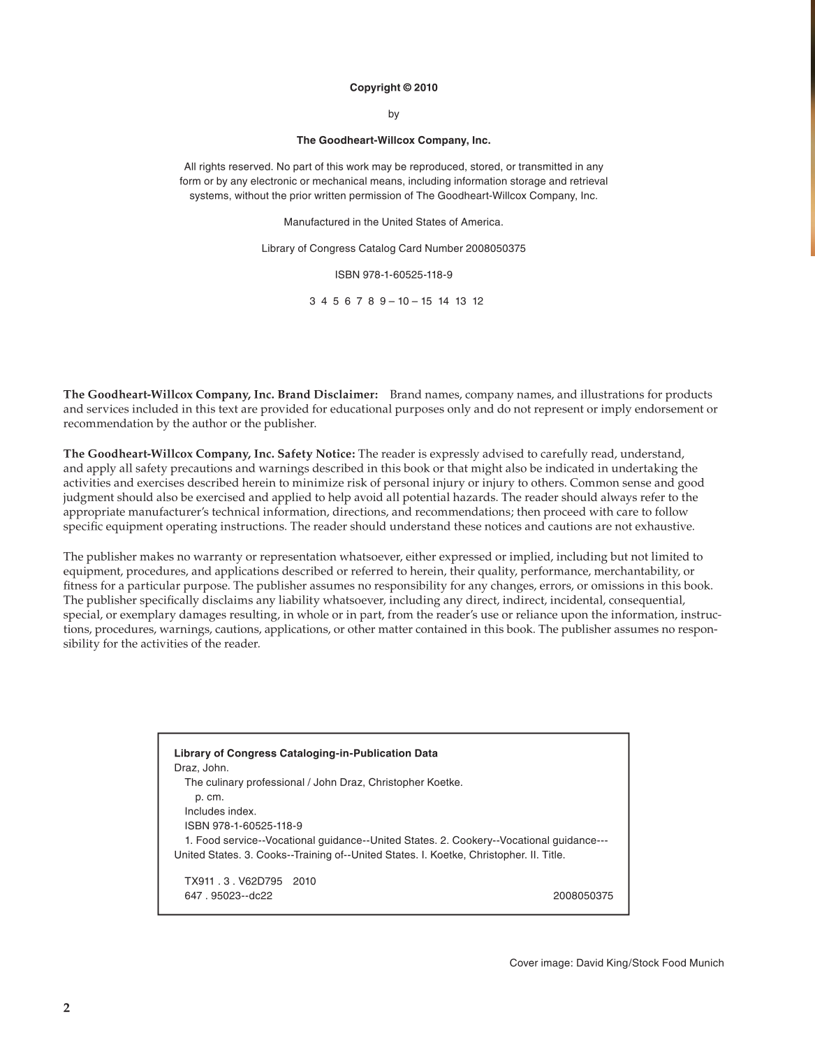 The Culinary Professional, 1st Edition page 2