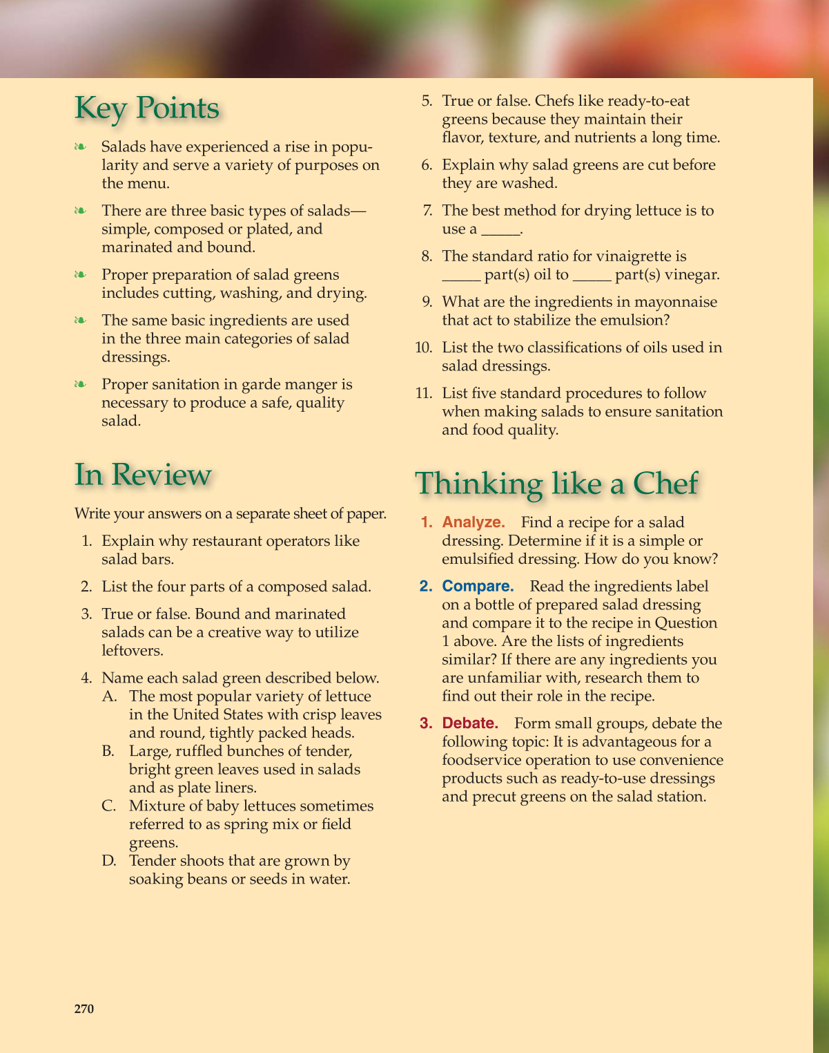 The Culinary Professional, 1st Edition page 270
