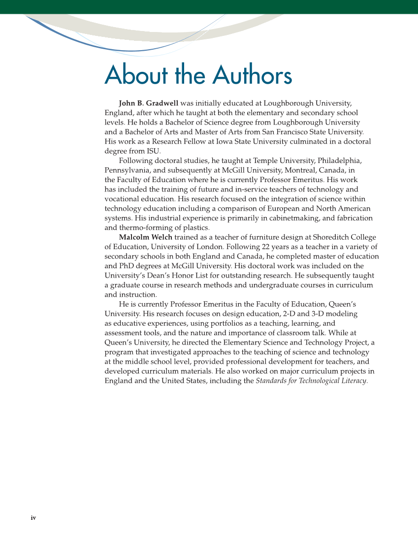 Technology: Engineering Our World, 8th Edition page iv