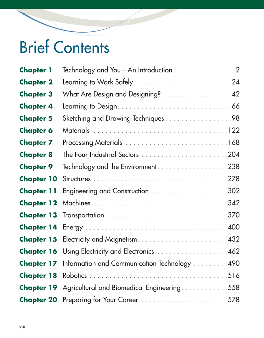 Technology: Engineering Our World, 8th Edition page viii