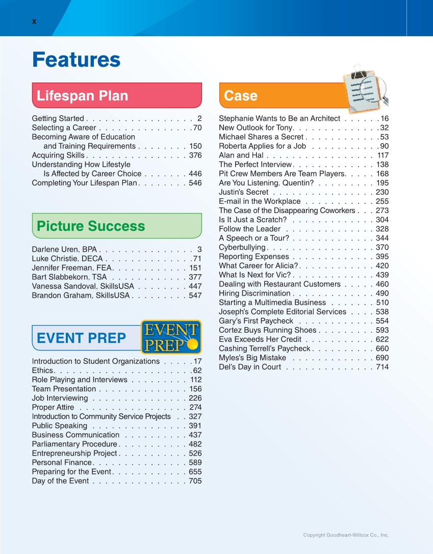 School to Career, 11th Edition page x