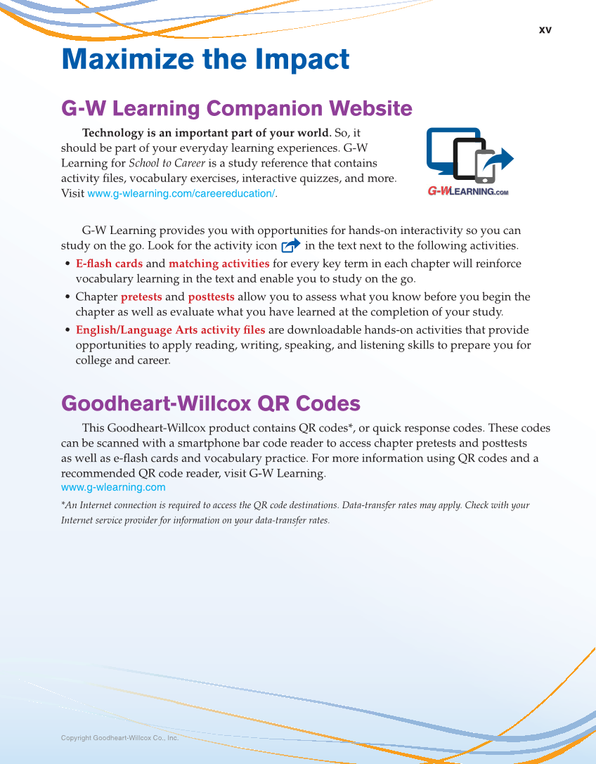 School to Career, 11th Edition page xv