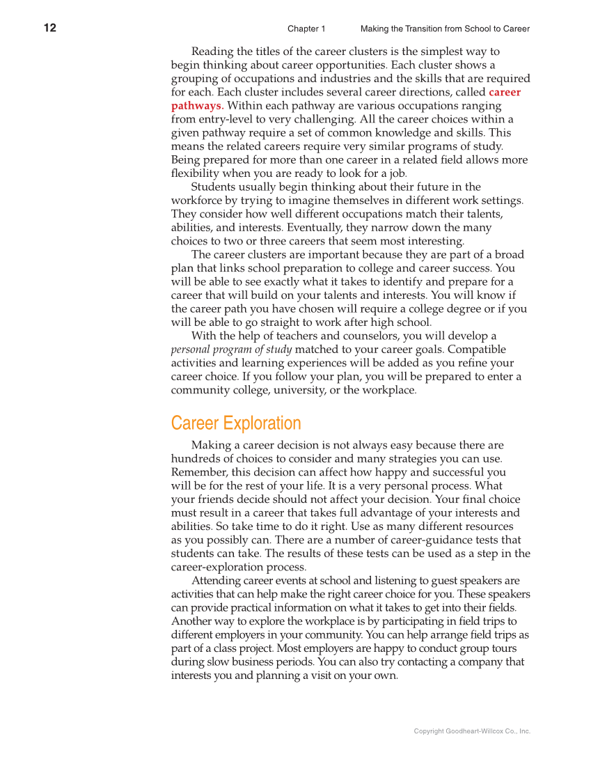 School to Career, 11th Edition page 12