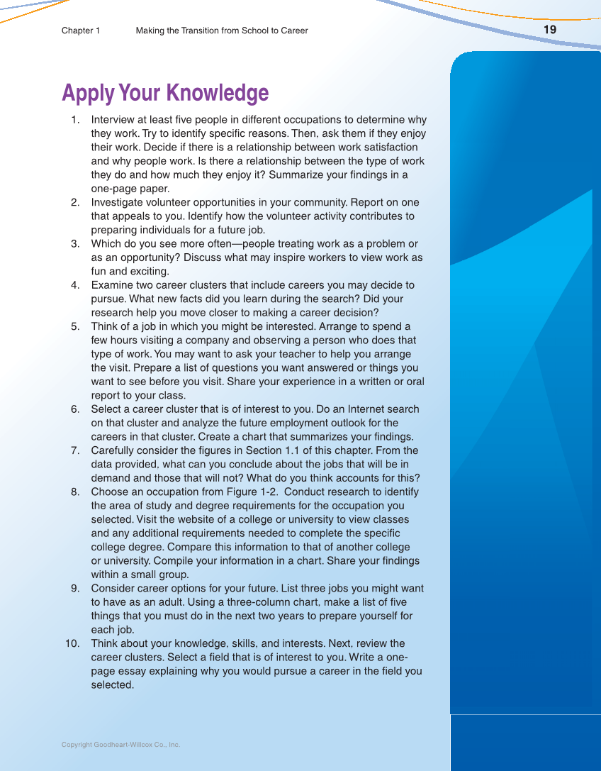 School to Career, 11th Edition page 19