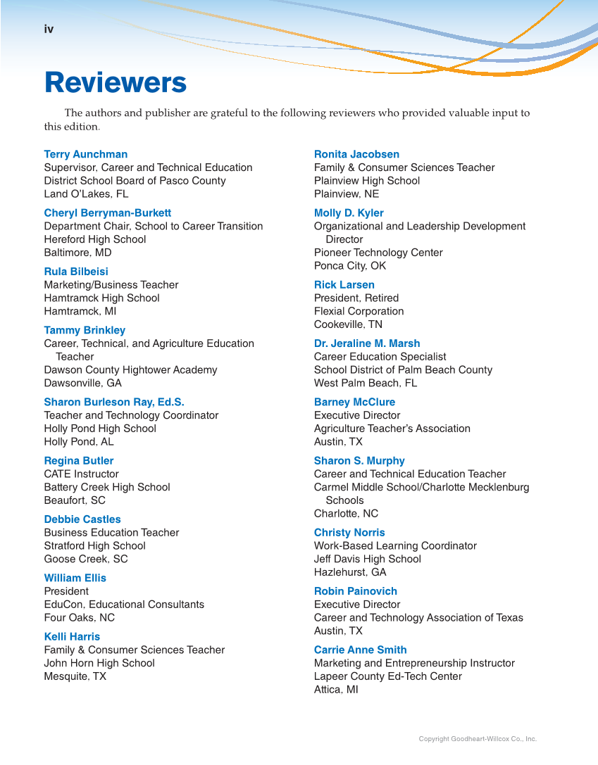 School to Career, 11th Edition page iv