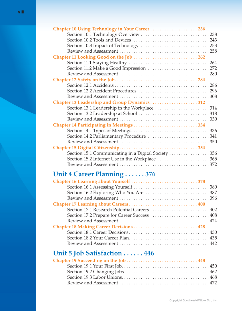 School to Career, 11th Edition page viii