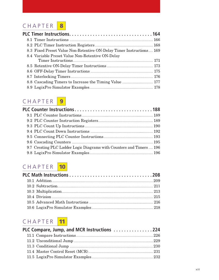 Programmable Logic Controllers: Hardware and Programming, 4th Edition page xiii