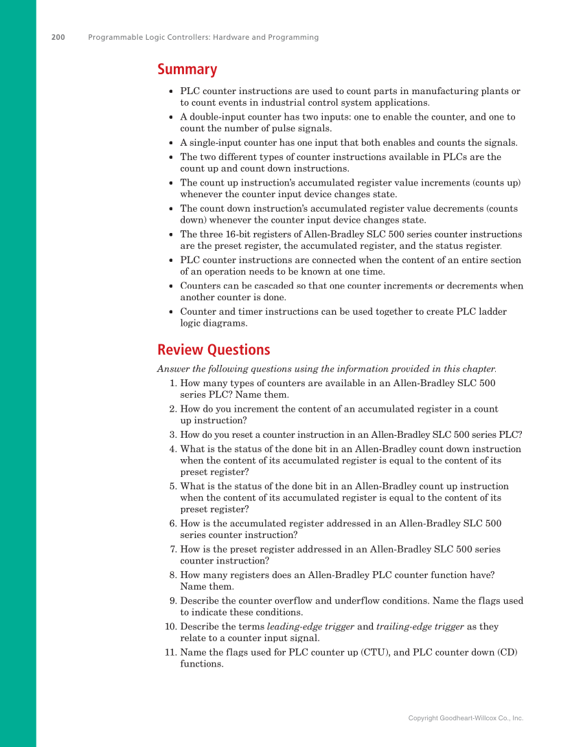 Programmable Logic Controllers: Hardware and Programming, 4th Edition page 200