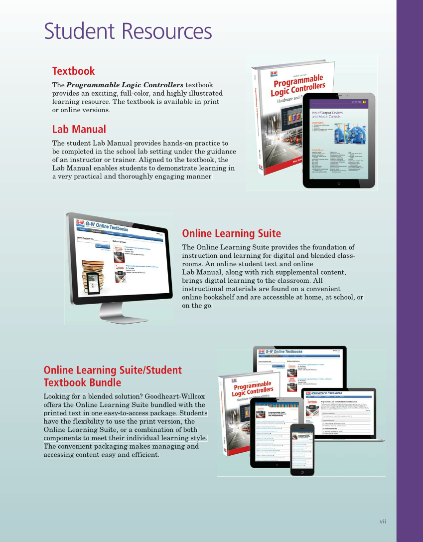 Programmable Logic Controllers: Hardware and Programming, 4th Edition page vii
