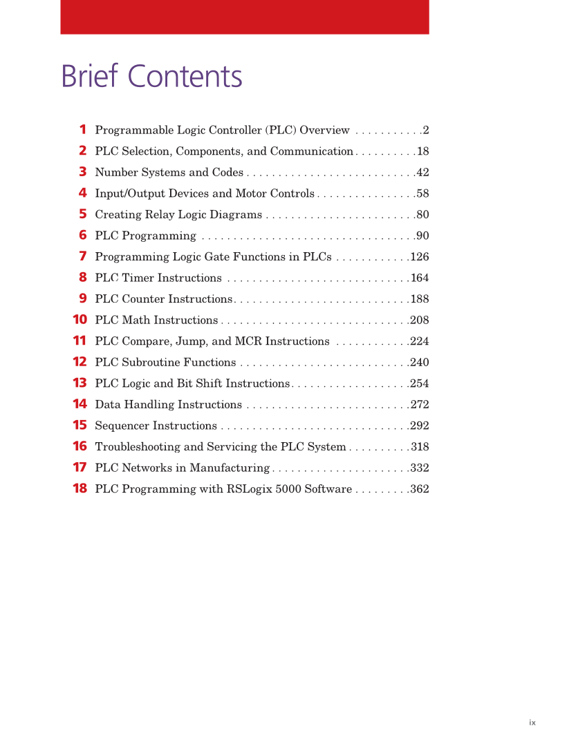 Programmable Logic Controllers: Hardware and Programming, 4th Edition page ix
