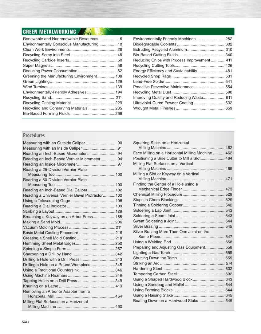 Modern Metalworking, 10th Edition page xxii