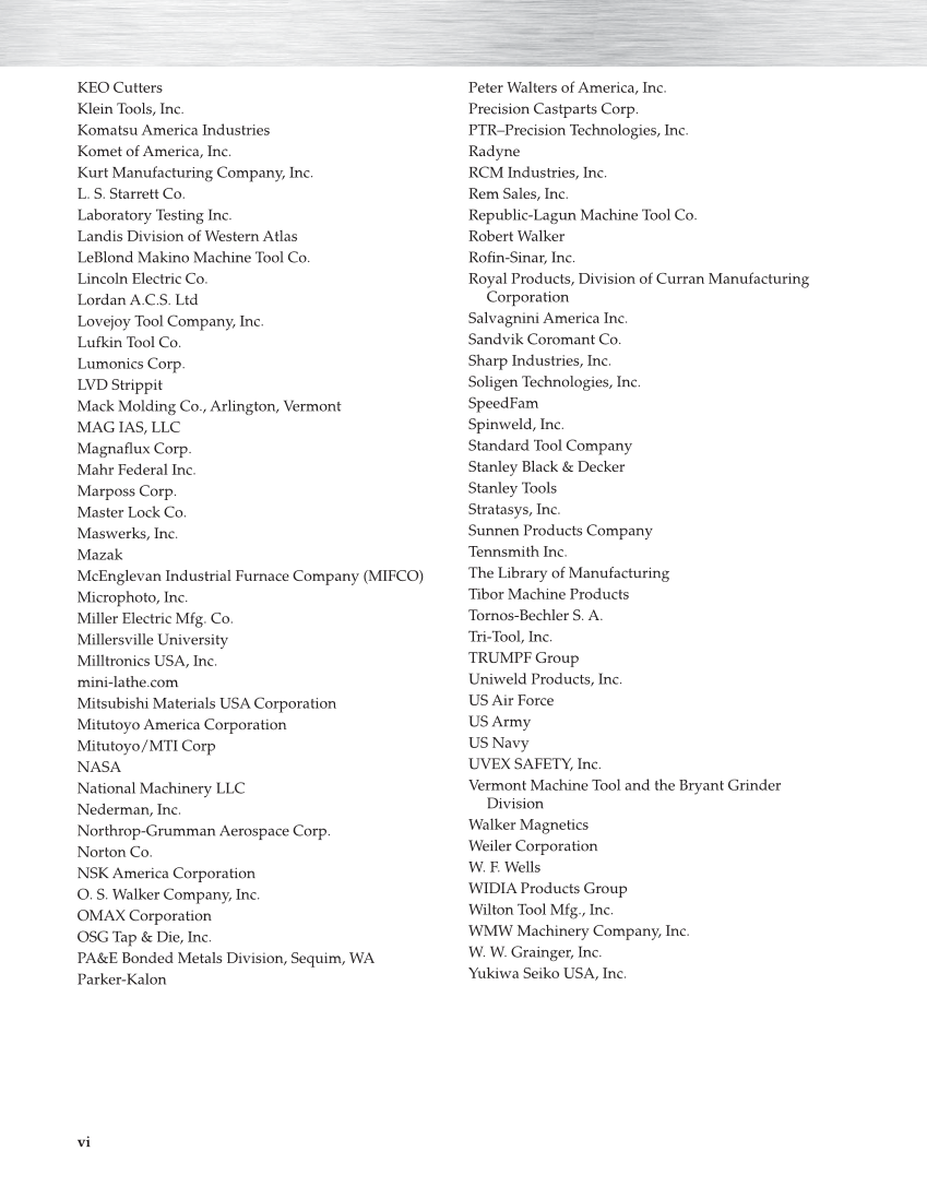 Modern Metalworking, 10th Edition page vi