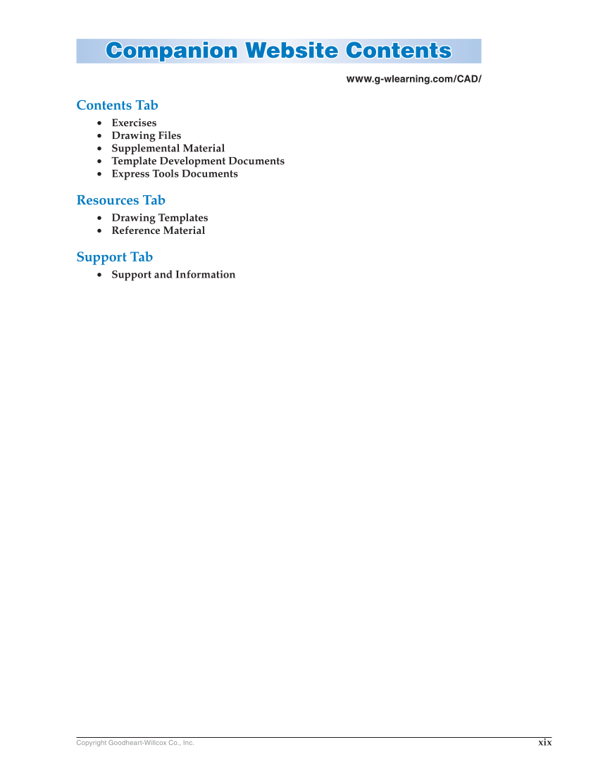 AutoCAD and Its Applications—Basics 2019, 26th Edition page xix