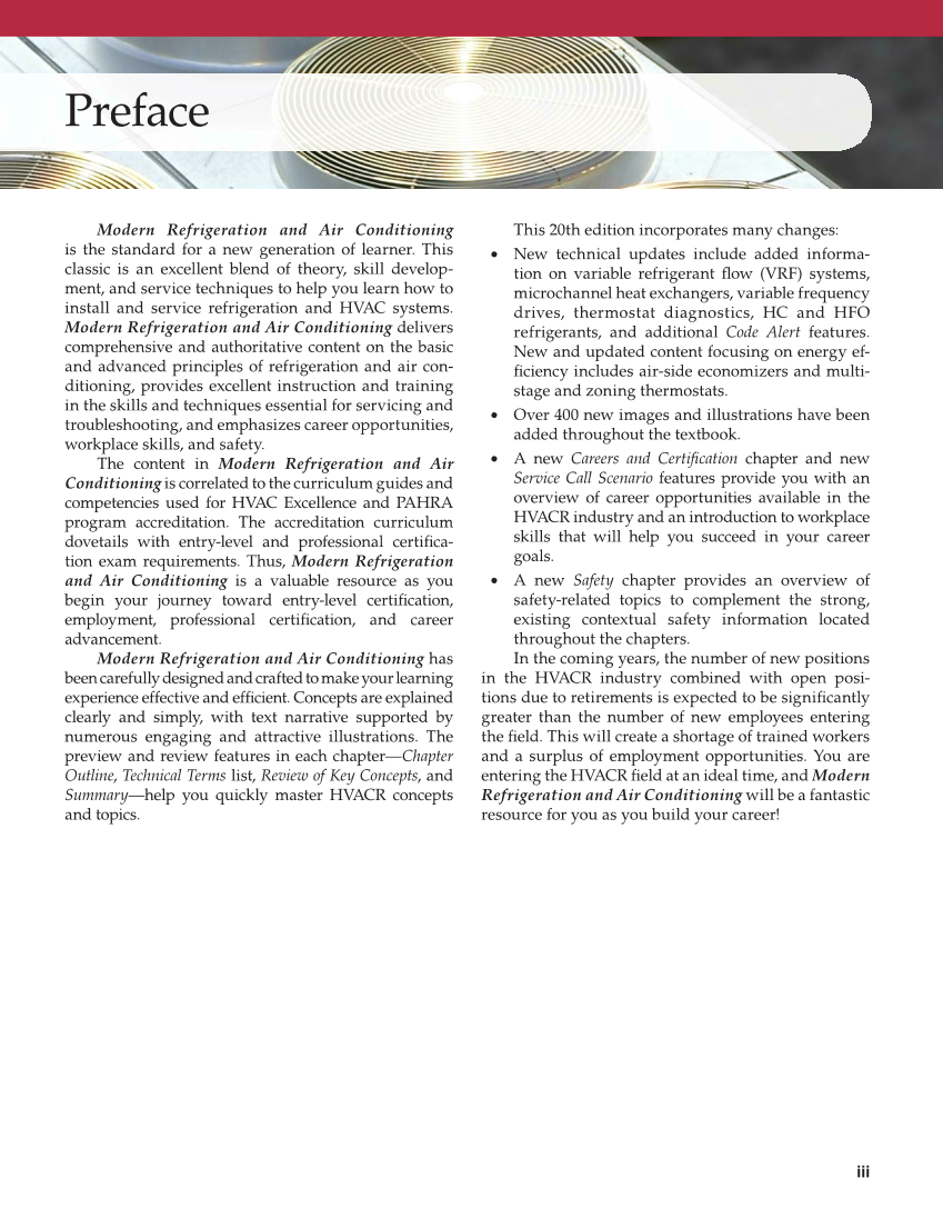 Modern Refrigeration and Air Conditioning, 20th Edition page iii