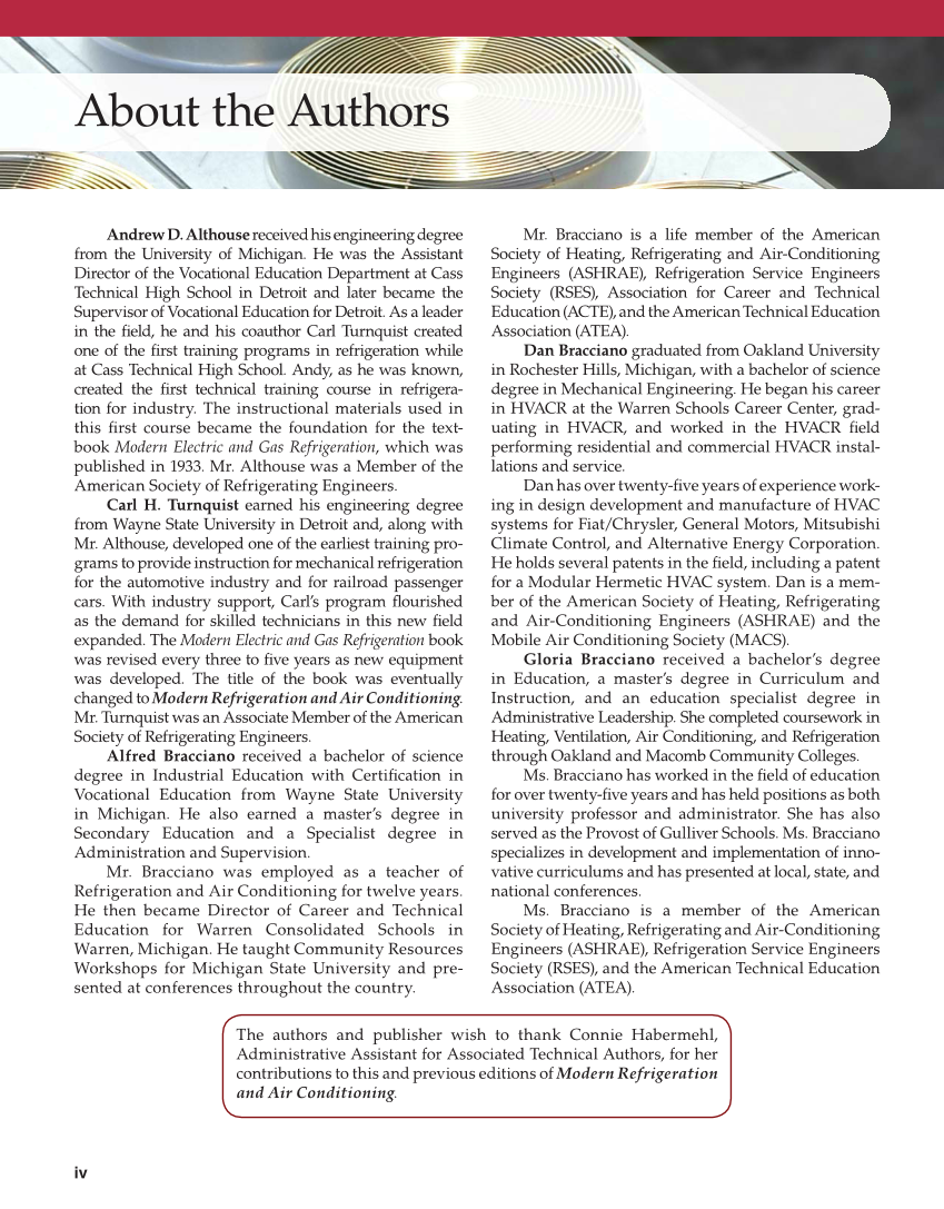 Modern Refrigeration and Air Conditioning, 20th Edition page iv