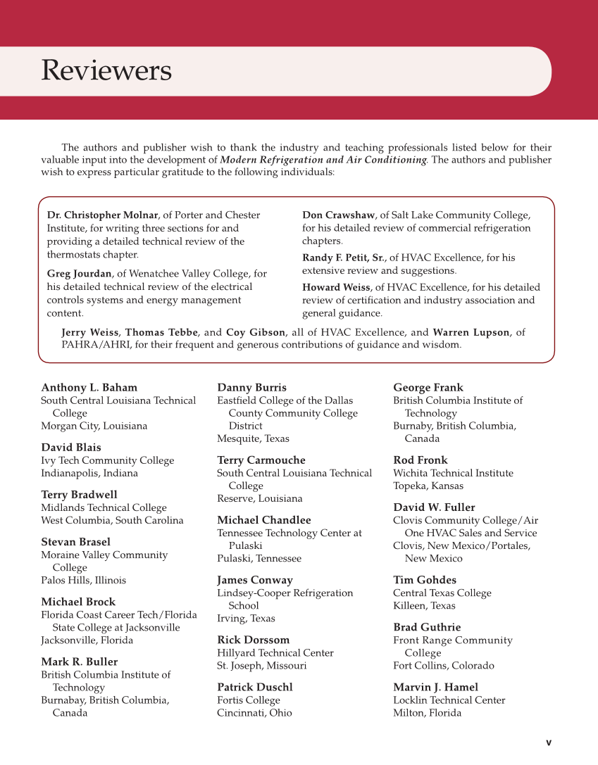 Modern Refrigeration and Air Conditioning, 20th Edition page v