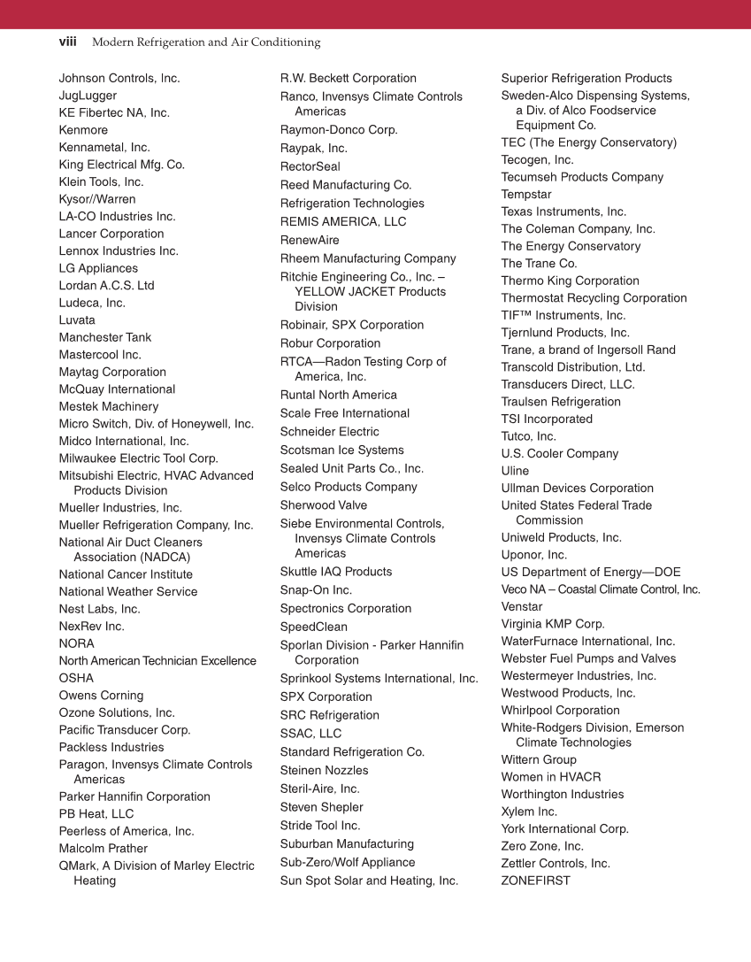 Modern Refrigeration and Air Conditioning, 20th Edition page viii